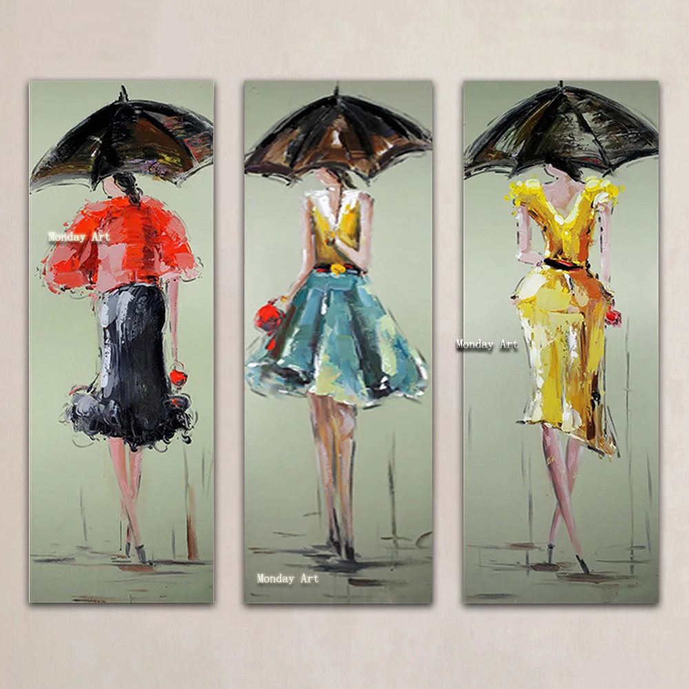 Unframed-3-Panels-Sexy-Women-Hand-Painted-Oil-Painting-Modern-Wall-Picture-Palette-Knife-Painting-For