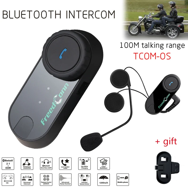 Freedconn Brand 100m TOM OS Motorcycle Helmet Intercom BT Headset Sport Earphone Helmets Interphone Bluetooth Intercomunicador