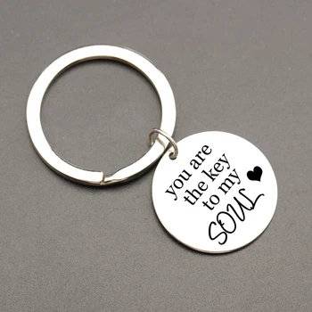

Boyfriend/Girlfriend ychain You Are My Key To My Soul Couples Keychain Round Card Keyfob Accessory Keysholder