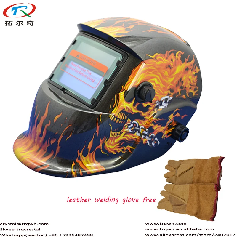 Black Flame Skull Colorful Welding Helmet Welding Mask Auto Darkening