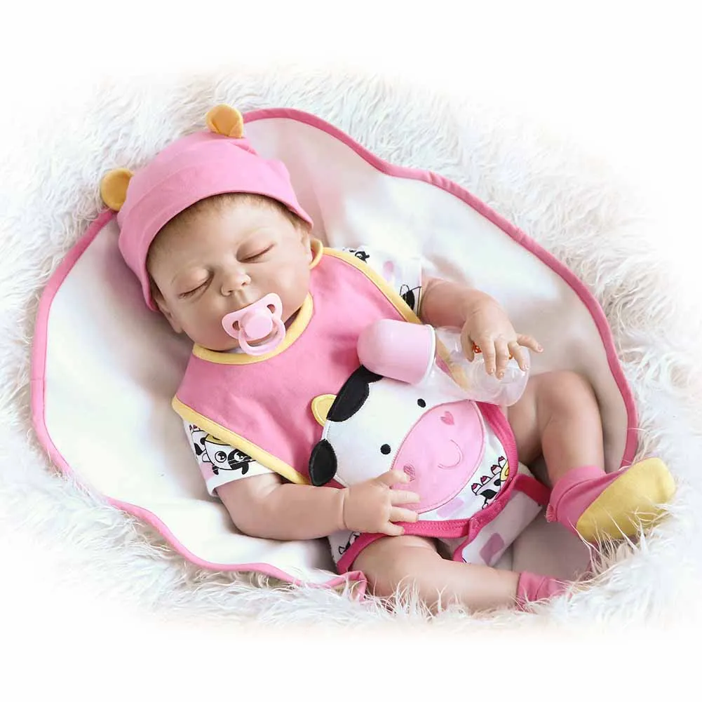 

NPK 22 Inch Lifelike Reborn Baby Doll Toy Set Silicone Newborn Dolls for Kids Playmat Gift M09