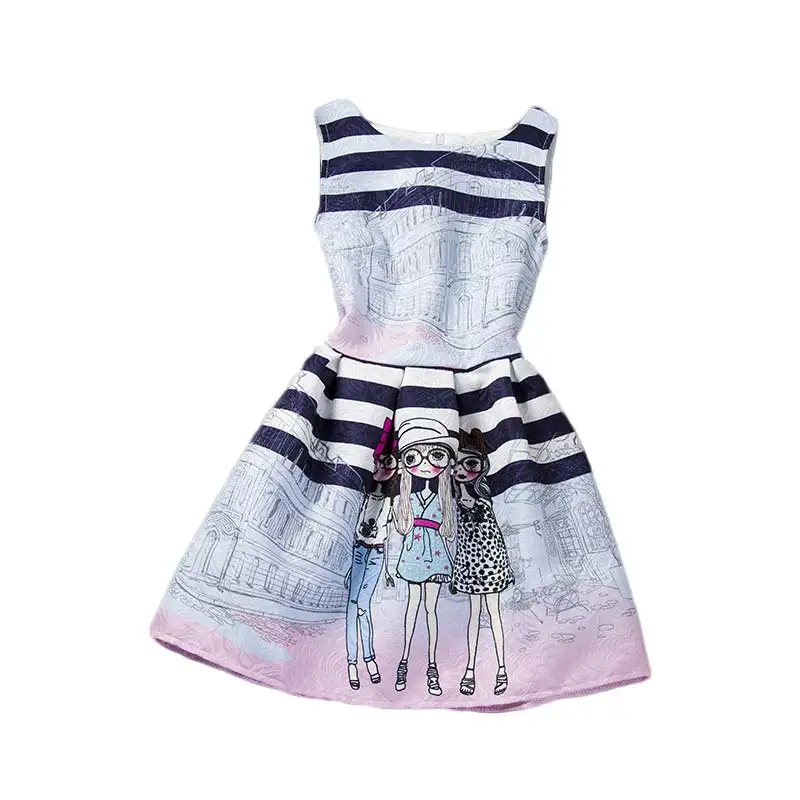 

Cartoon Summer Sleeveless Girls Print Dress Girl Clothing Girls Dress For Girls 6 7 8 9 10 11 12 Years Old Kids