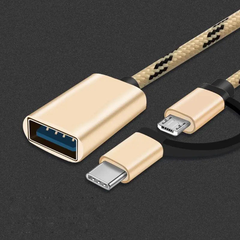 2в1 Тип C+ Micro USB мужчина к USB 2,0 Женский адаптер конвертера OTG для Android мобильный телефон планшет U дисковая карта ридер