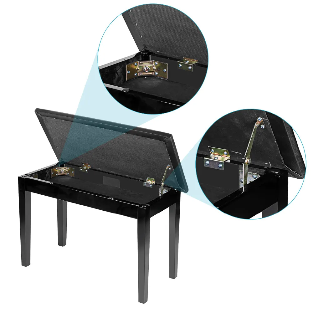 Neewer Duet Piano Bench With Leather Cushion And Bulid In Flip Top