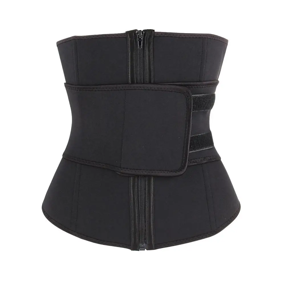 

Hot Neoprene Body Shaper Steel Boned Underbust Corset Slimming Waist Trainers Cincher With Zipper Magic Paste Black Gray Corset