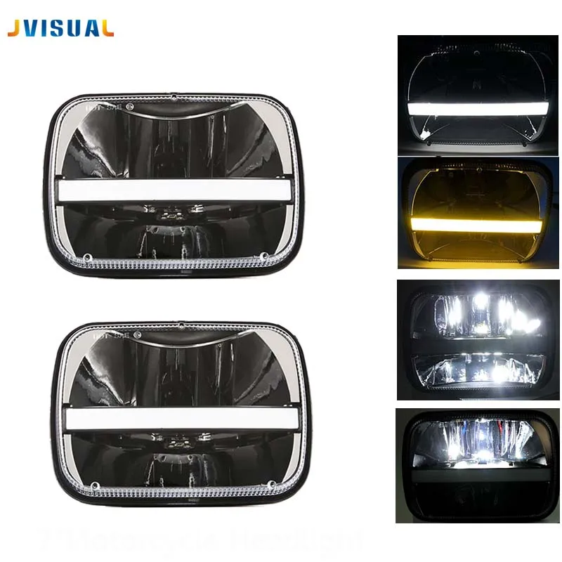 Прямоугольные светодиодные фары для Wrangler Cherokee XJ грузовик Chevrolet Ford сменные H6014 H6052