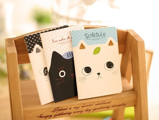 Cute cat mini notebook Stitching Binding note book Portable