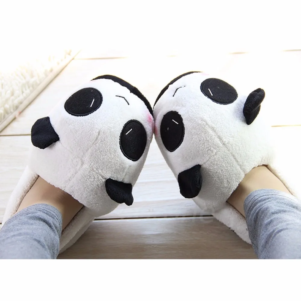 

THINKTHENDO Women Ladies Panda Winter Warm Soft Plush Antiskid Cute Indoor Home Slippers