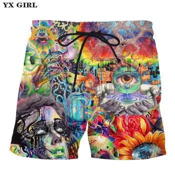 

YX Girl New Paint Skull 3D Printed Short Trousers Men Women Summer Casual Shorts Jogger Fitness Comfortable Beach Shorts Unisex