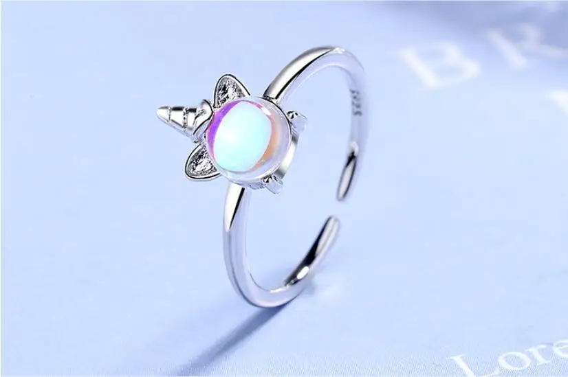 Новые Изысканные цветные кольца с лунным камнем и единорогом для женщин, ювелирные изделия из стерлингового серебра 925 пробы, аксессуары, вечерние подарки, SAR106