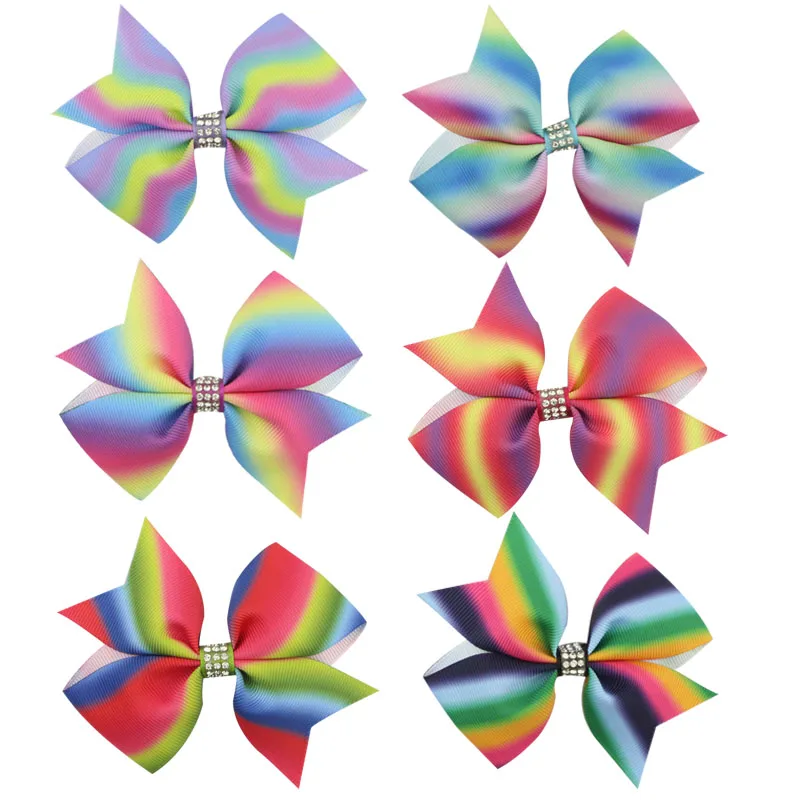 6pcslot 4'' Inch Baby Girls Hair Bows With Clips Grosgrains Ribbon Hairpins For Girls Stripe Knot  Bow Baby Hair Accessories  (1)