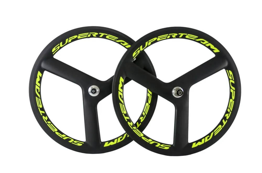 Sale Hot sale! aero 700c 3spoke wheels carbon 56mm clincher fixed gear tri spokes road bicycle wheel 0