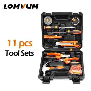 

LOMVUM 11Pcs Tools Hand Tools Household Multifunction Hardware Tool Disassembling Repair Kit Box PortableHand Tool Sets