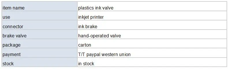 plastics ink valve