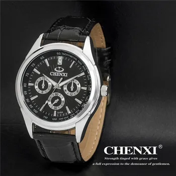 

Relogio Masculino Clock 3 Eyes DIY design Mens Business Watches Top Brand Luxury Leather Quartz Sports For Men Erkek Kol Saati