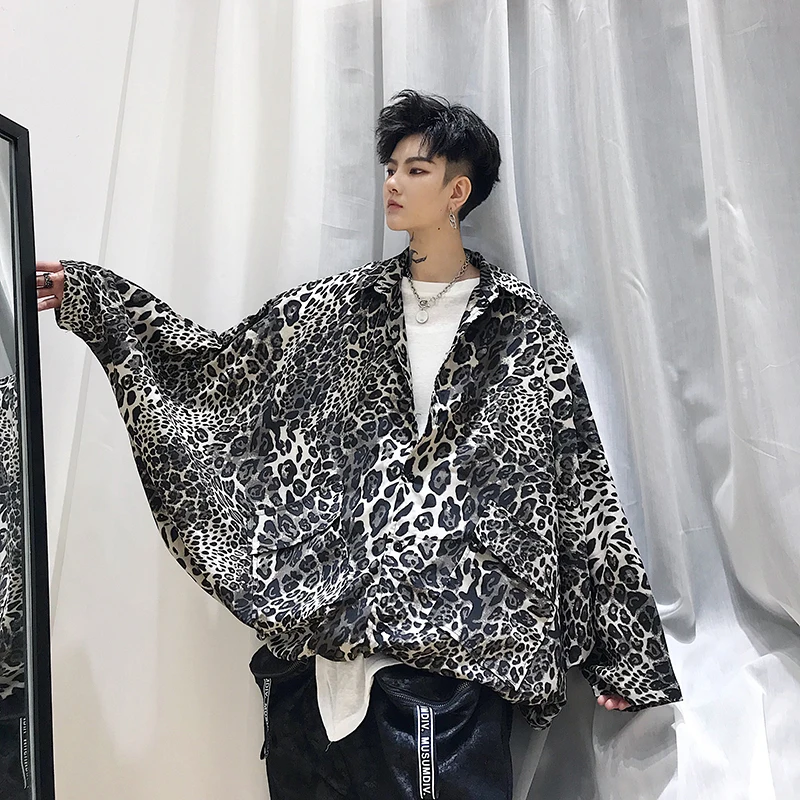 

Leopard Jacket Men Fashion 2019 Spring New Costumes Thin Section Casual Loose Hip Hop Jacket Man Streetwear Personality Jacket