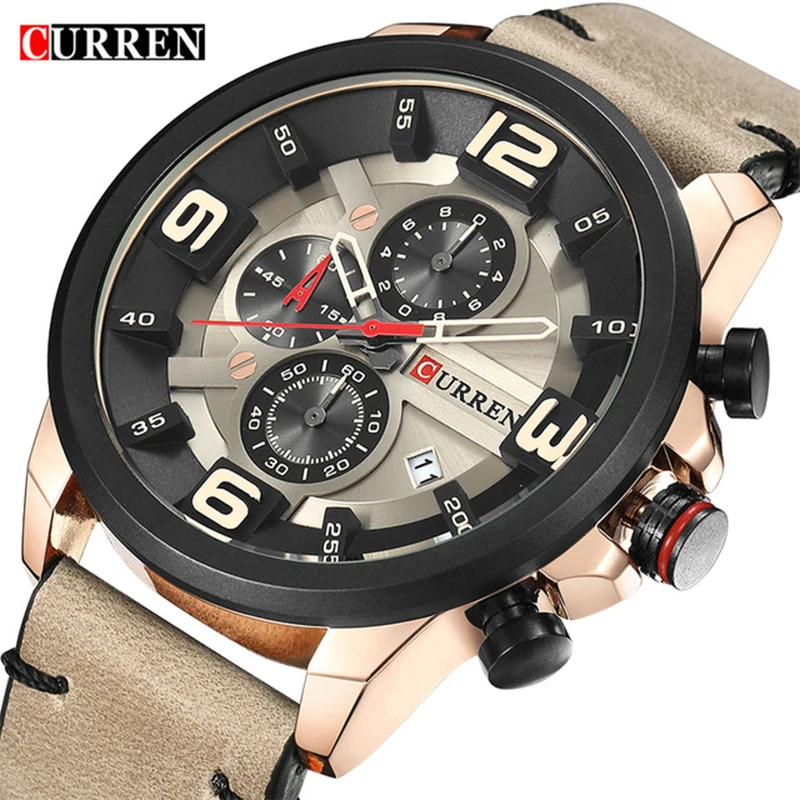 

Fashion Casual Men Analog Quartz Watch Curren Brand Luxury Leather Waterproof Sport Male Clock Wristwatch Relogio Masculino 8288