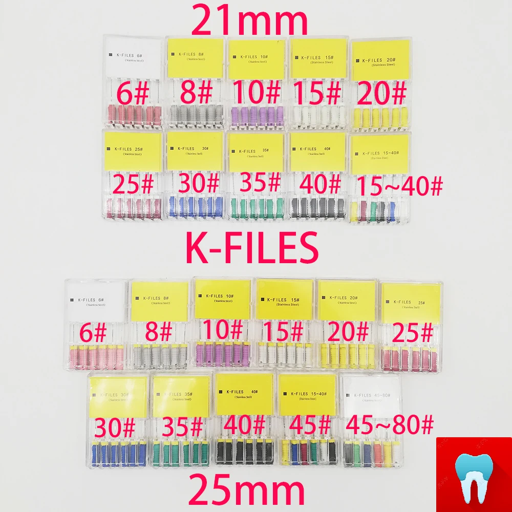 6 шт./упак. Стоматологическая Файлы к корневого канала 21& с фокусным расстоянием 25 мм 6#10#40# ассорти для стоматологии стоматологических инструментов ручной Применение Нержавеющая сталь