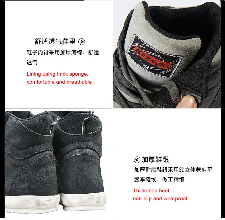 Обувь для мотогонок; мужская повседневная обувь в байкерском стиле; черная замша; натуральная кожа; обувь для мотокросса; обувь из воловьей кожи; keracoll DUHAN; размеры 39-44
