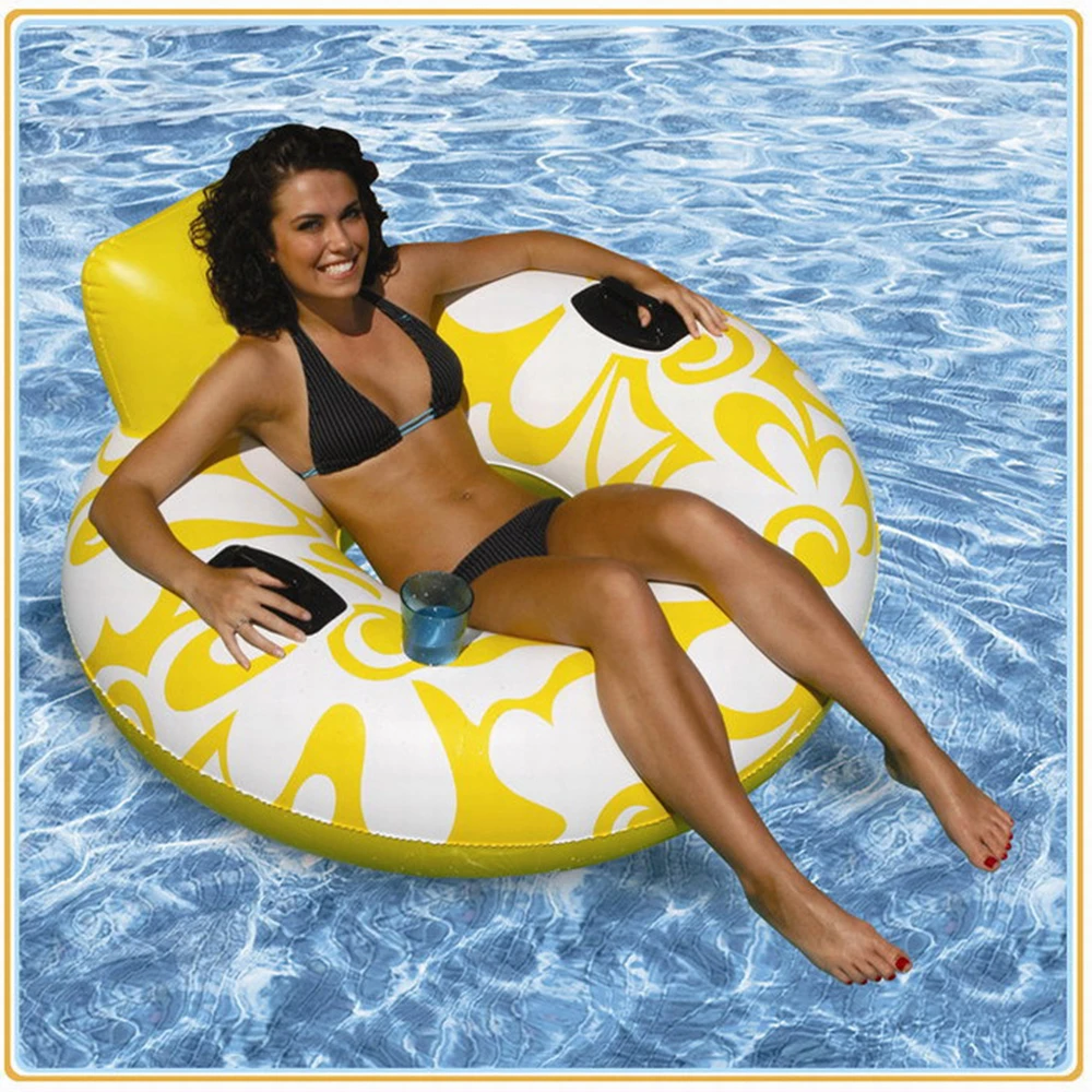 

Luxury recliner handle Inflatable Swimming Laps Float Swimming Ring Mattress Adult Floating Pool Beach Water Family Party Toys