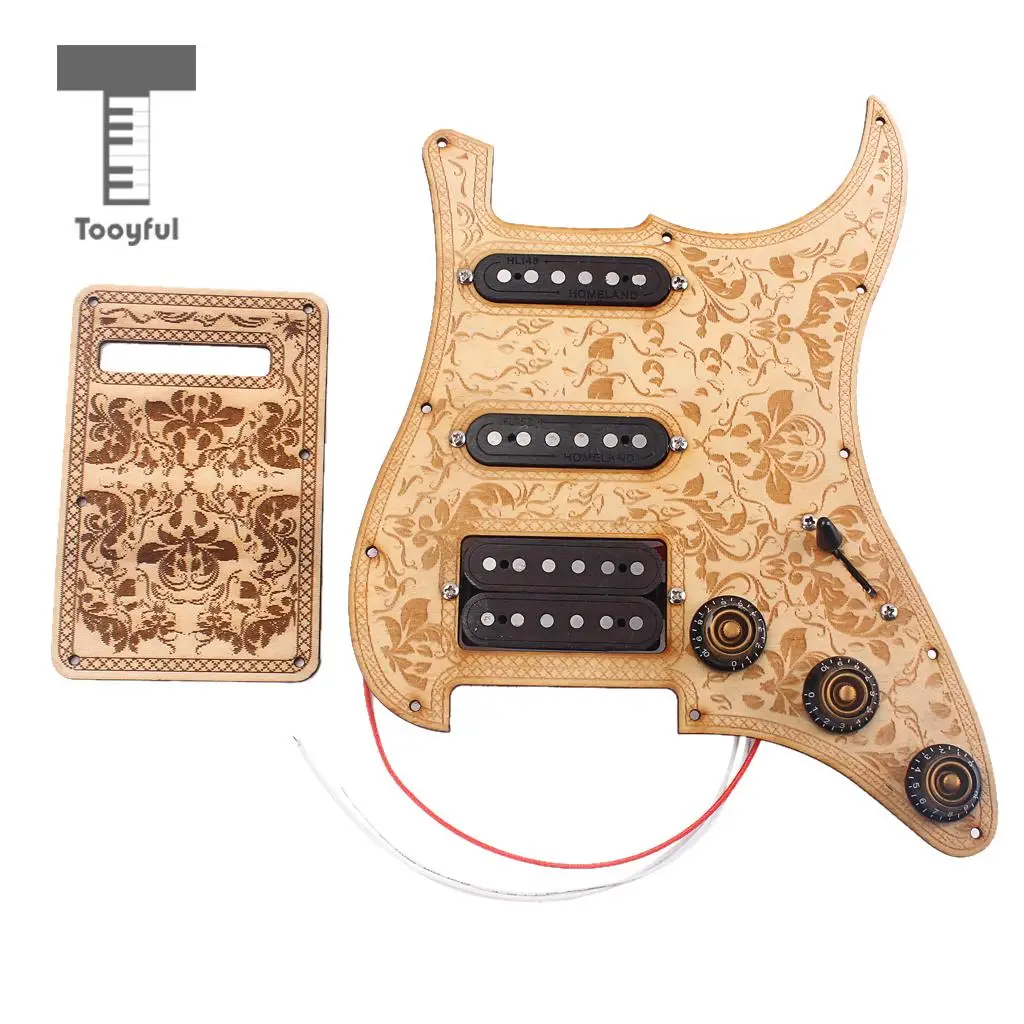 Tooyful Maple Wood SSH Prewired Alnico V Humbucker Pickup Pickguard Scratch Plate Set for Electric Guitar Replacement Parts