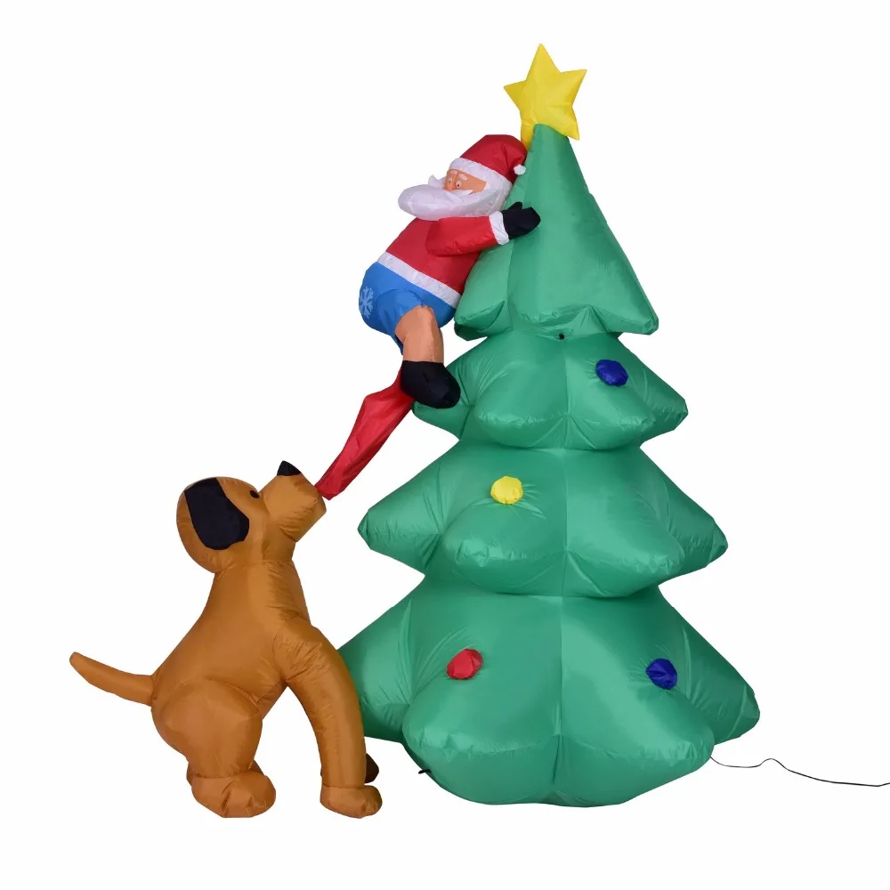 180cm Giant inflatable Christmas tree Puppy bites Santa Claus climbing tree Blow Up Fun Toys Christmas