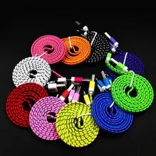 500 шт/партия цветной 3FT 1 м плоский нейлоновый Плетеный тканый 8-контактный USB кабель для синхронизации зарядки для iPhone 8 7 7 plus 6 6 plus 5 5S X