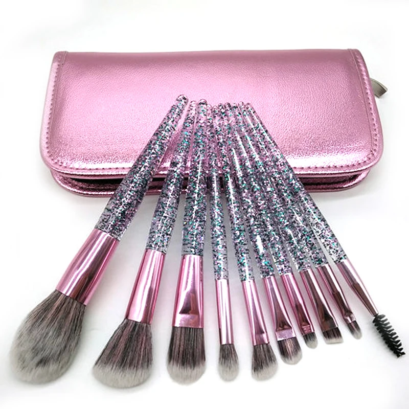 

10pcs crystal makeup brushes Foundation Powder Blusher Contour Eyeshadow Makeup Brush Set Face make up brushes pincel maquiagem