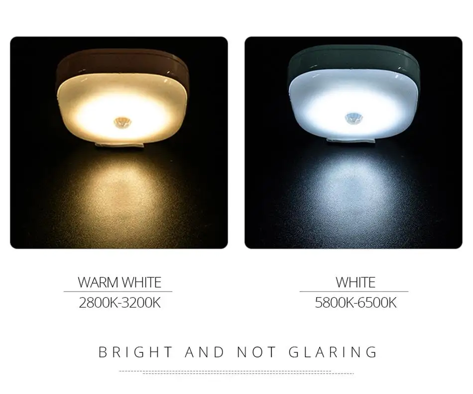 PIR Motion Sensor Night Light LED Infrared AAA Battery Power Wireless Detector Christmas Indoor Wall Cabinet Lighting Lamp  (8)