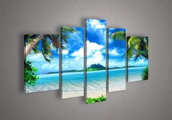 

HD Printed 5 Panel Canvas Art Beach Painting Canvas Printing Wall Picture for Living Room Home Decor Free Shipping