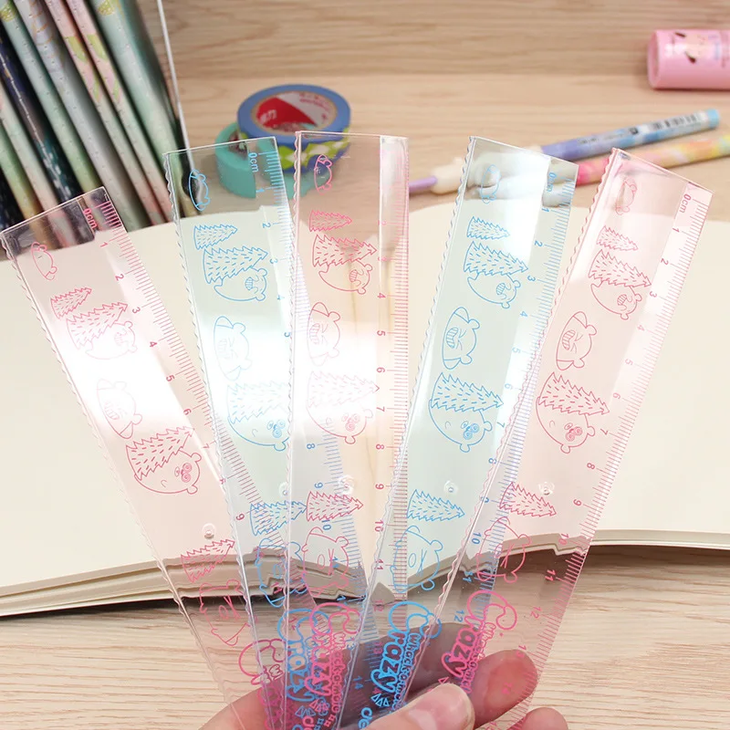 

1pcs new 71892 pupil 18CM cute cartoon ruler plastic transparent wave ruler
