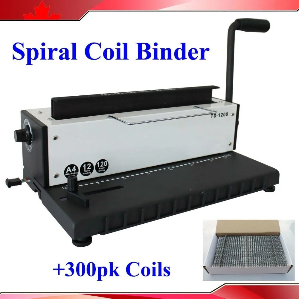 All Steel Metal Spiral Coil 34Holes Punching Binding Machine + 300