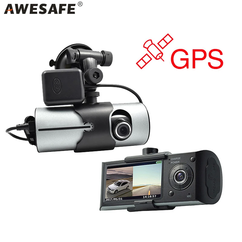 AWESAFE X3000 Car DVR GPS Logger with Double Cameras Vehicle mounted