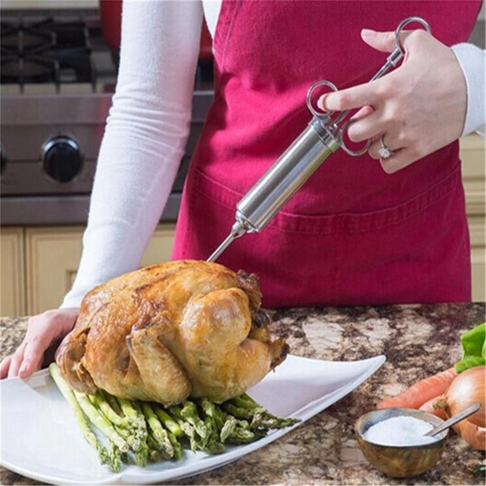 Food Flavor Seasoning BBQ Meat Syringe Marinade Injector Kit Durable