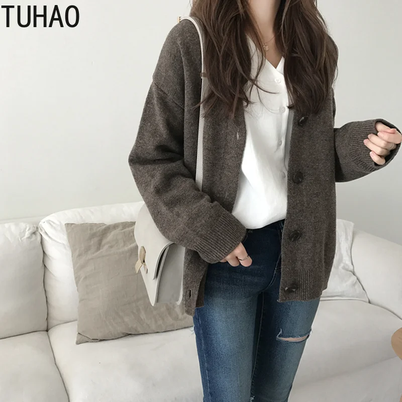

Women Sweater coat TUHAO 2019 Women's Solid Cardigans Long Sleeve Elegant Casual Office Lady Autumn Winter Women's Clothing JA97