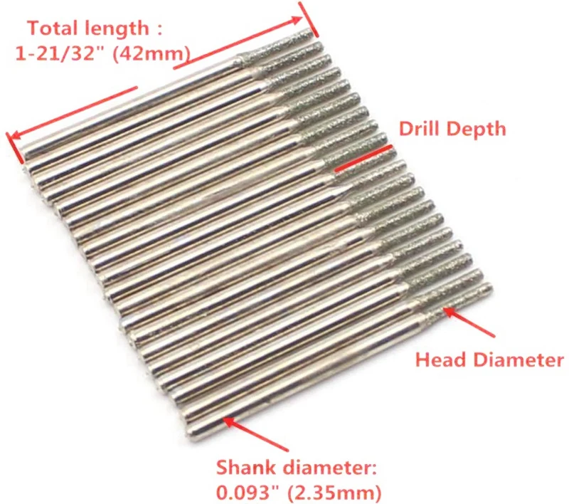 30 шт. 0,4-2,0 мм алмазные сверла с покрытием, маленькие сверла для резьбы, микро сверление каменной кладки, ювелирные инструменты для драгоценного камня, мрамора