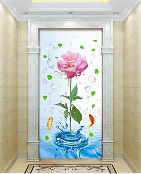 

3d wallpaper custom size photo wallpaper living room porch mural water rose flowers 3d painting background wallpaper for wall 3d