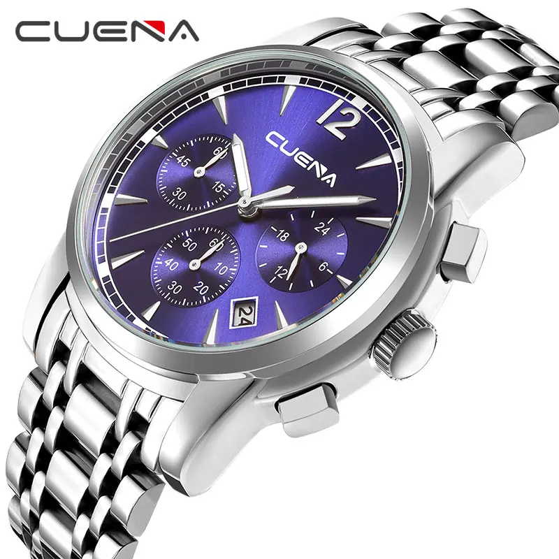 

Fashion Chronograph Quartz Men Watches Steel Band Display Date Wristwatch Waterproof Clock Horloges Mannens Saat