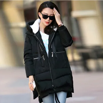

2018 plus size thick winter women coats sippers pockets cotton warm coat