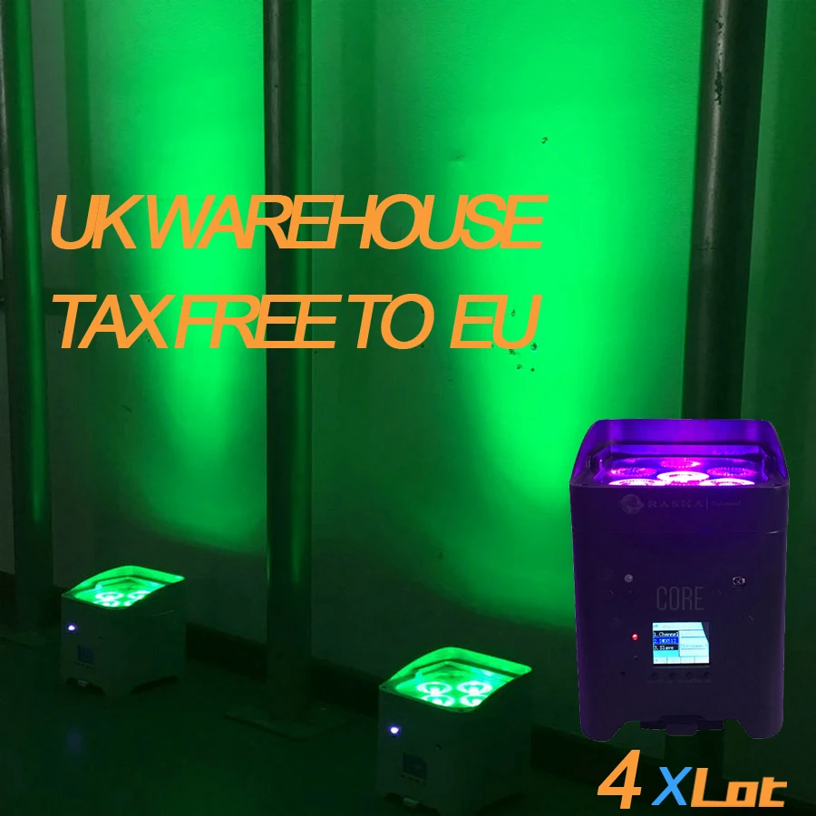 

4X LOT Rasha Hex Core IRC APP Mobile 4*18W 6in1 RGABW UV Battery Operated Wireless LED UPLIGHT Fredoom LED Par Light 6/10CH