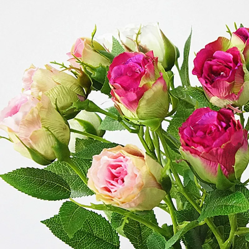 

4Heads Artificial rose branch silk+plastic flores Simulation rose flowers for home hotel wedding decoration rose