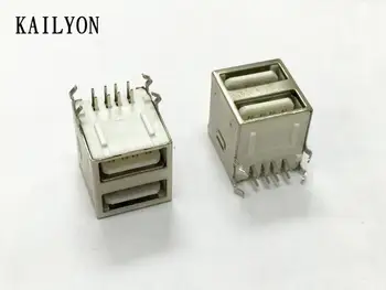 

100pcs USB mother seat double deck USB interface, all inclusive type 2 interface, 90 degree bending needle, USB double deck moth