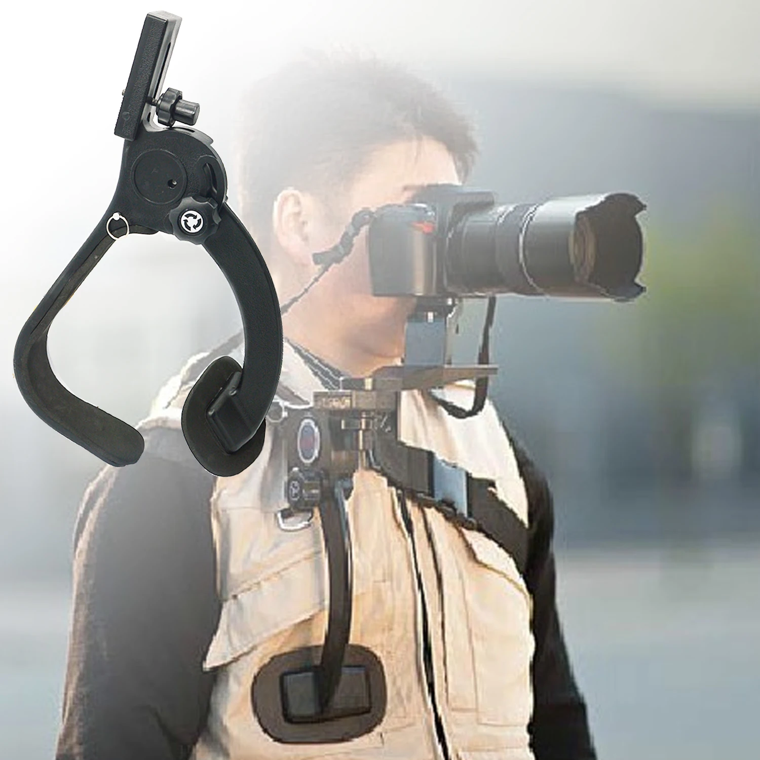 Gosear Hands Shoulder Strap Stabilizer Support Pad Bracket Stand Holder Carry Bag for Video