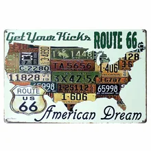 [Mike86] номерной знак карты маршрута 66 Американская мечта металлические знаки Подарок паб Wall art декоративное украшение на стену Декор AA-118 заказ смешивания 20*30 см