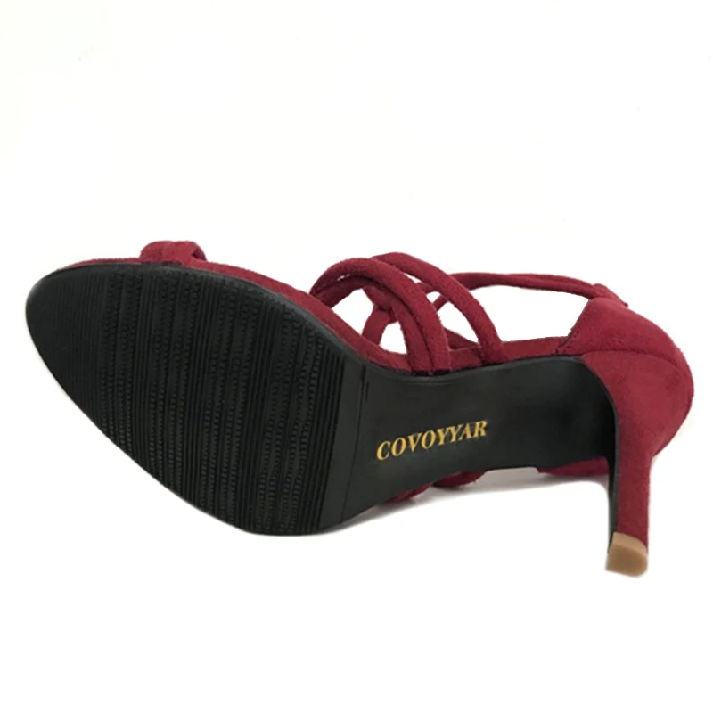 COVOYYAR/ г.; Женская обувь в гладиаторском стиле; женские босоножки на высоком каблуке с ремешками; пикантная женская свадебная обувь на тонком каблуке с открытым носком; WHH98