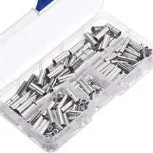 200pcs Non-Insulated Butt Splice Connectors Set Wire Splice Crimp Terminal Solder Terminals Heat Shrink Tube Sleeving Kits