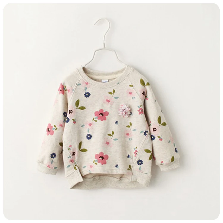 

European Girl Sweater Unlined Garment Flower Round Neck Girl Jacket 2016 Autumn Kids Clothes