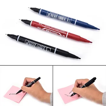 

3Pcs/Lot Permanent Fabric Paint Marker Pen Twin Tips Doubled Headed Hook Line For CD DVD Media Disc Quick-drying Writing Pens