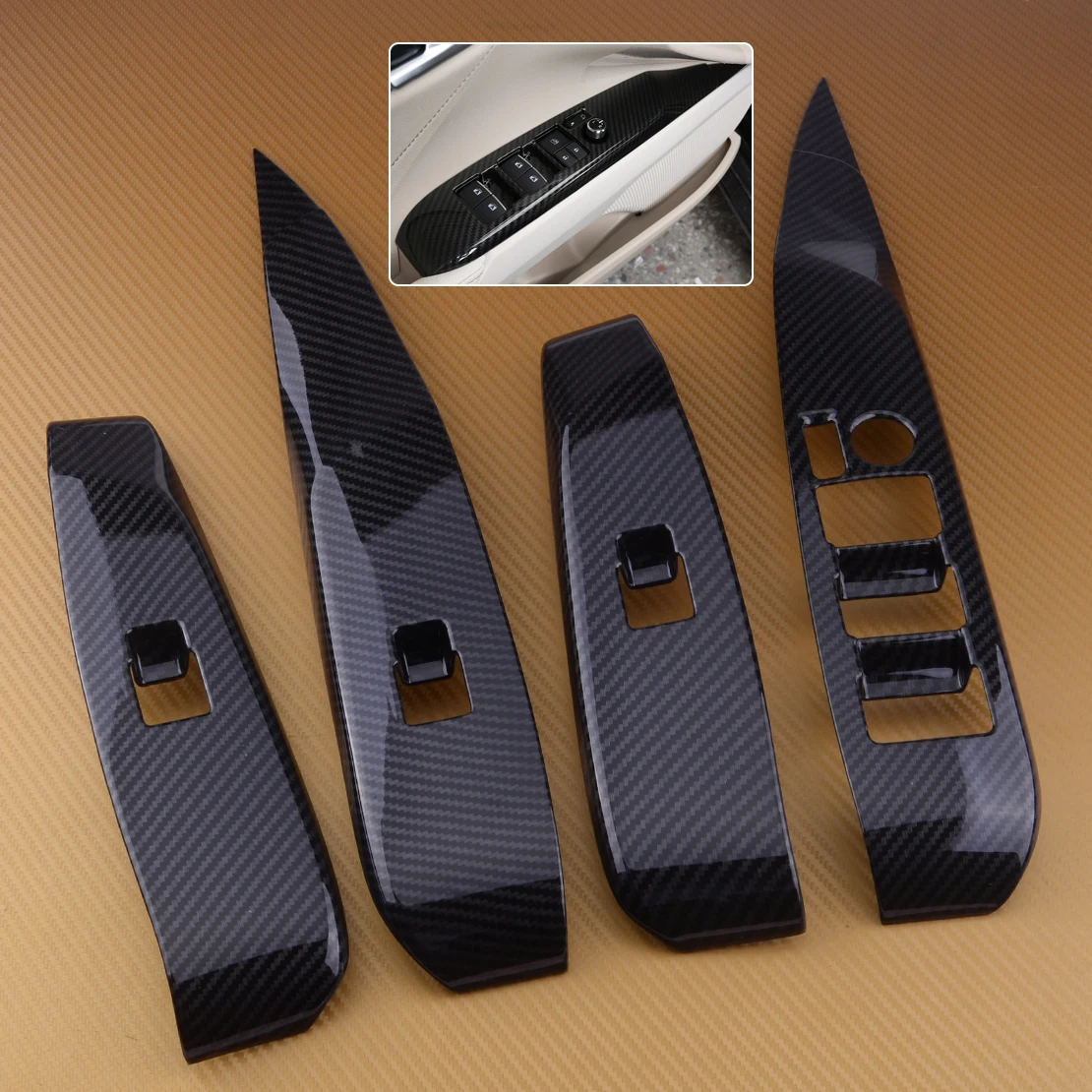 For TOYOTA CAMRY 2018 Carbon Fiber Style Window Lift Switch Button Panel Trim