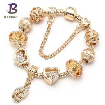 

BAOPON Haert To Heart Pendant Charm Bracelet for Women Russia & Brazil Brand Bracelet Jewelry for Wedding